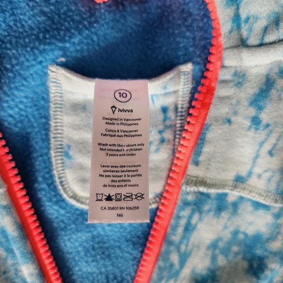 Ivivva By Lululemon Scuba Style Hooded Vest Zip Up Size 10 Blue - Picture 5 of 8